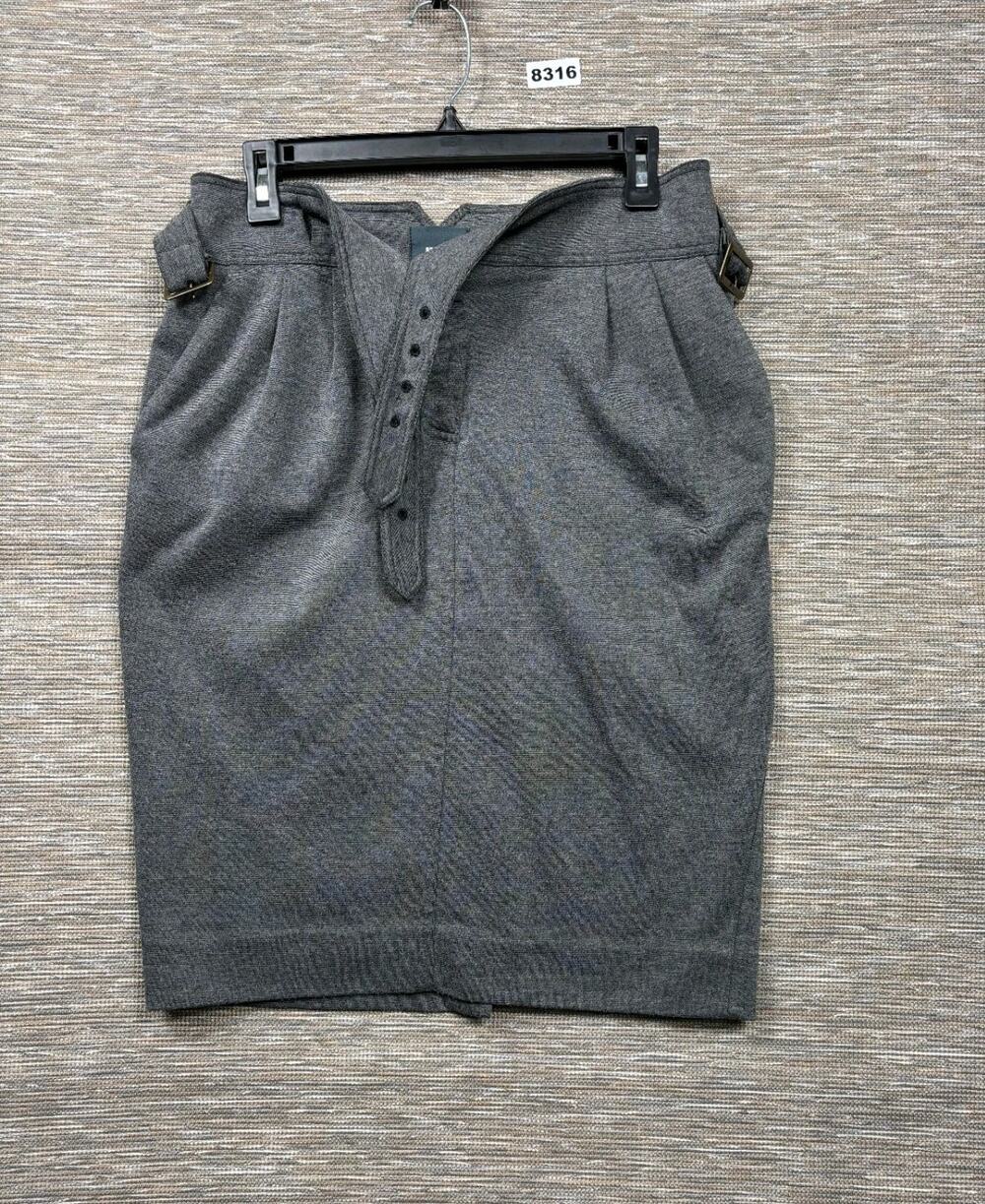 Maeve By Anthropologie Belted Pencil Skirt Womens Size 8 Gray Pleated Pockets
